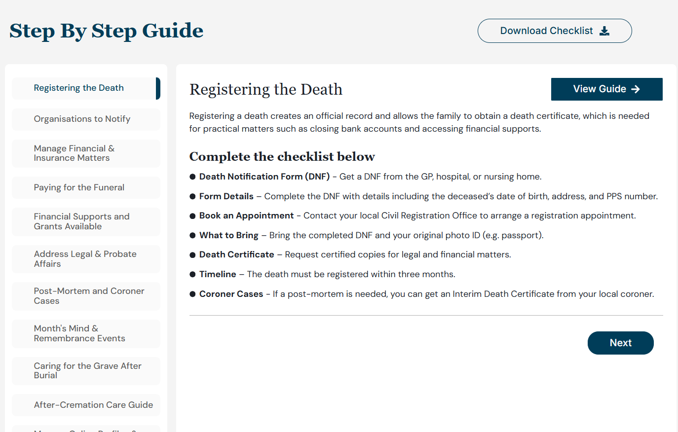 HR Bereavement Response, The Platform, personalised bereavement checklist